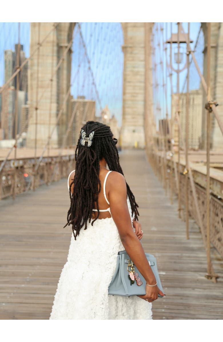 Solar Eclipse Paper Kite Butterfly Hair Claw Clip, Alternate, color, Black/ Cream