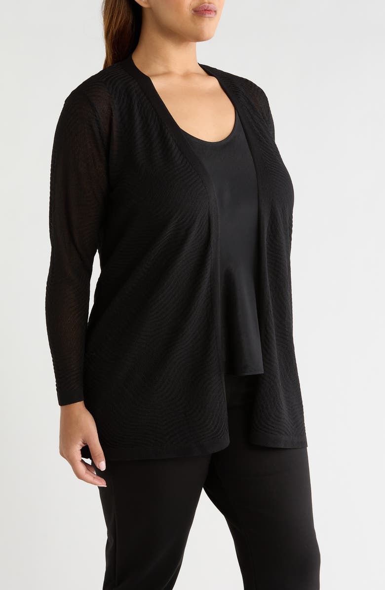 Anne Klein Open Front Cardigan, Alternate, color, Anne Black