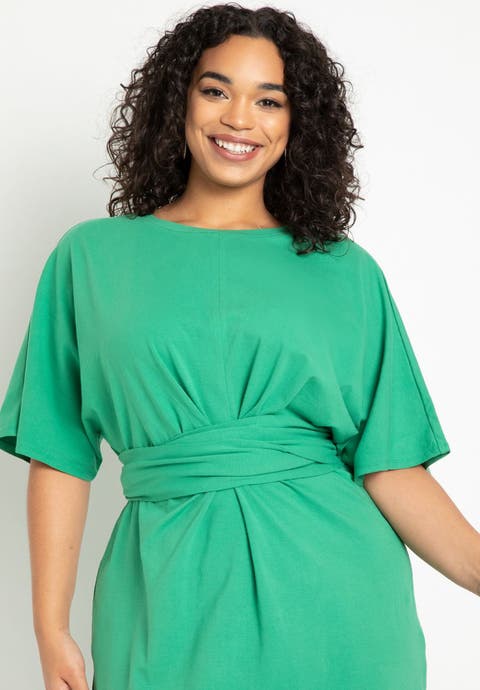 Cross Front Flutter Sleeve Dress