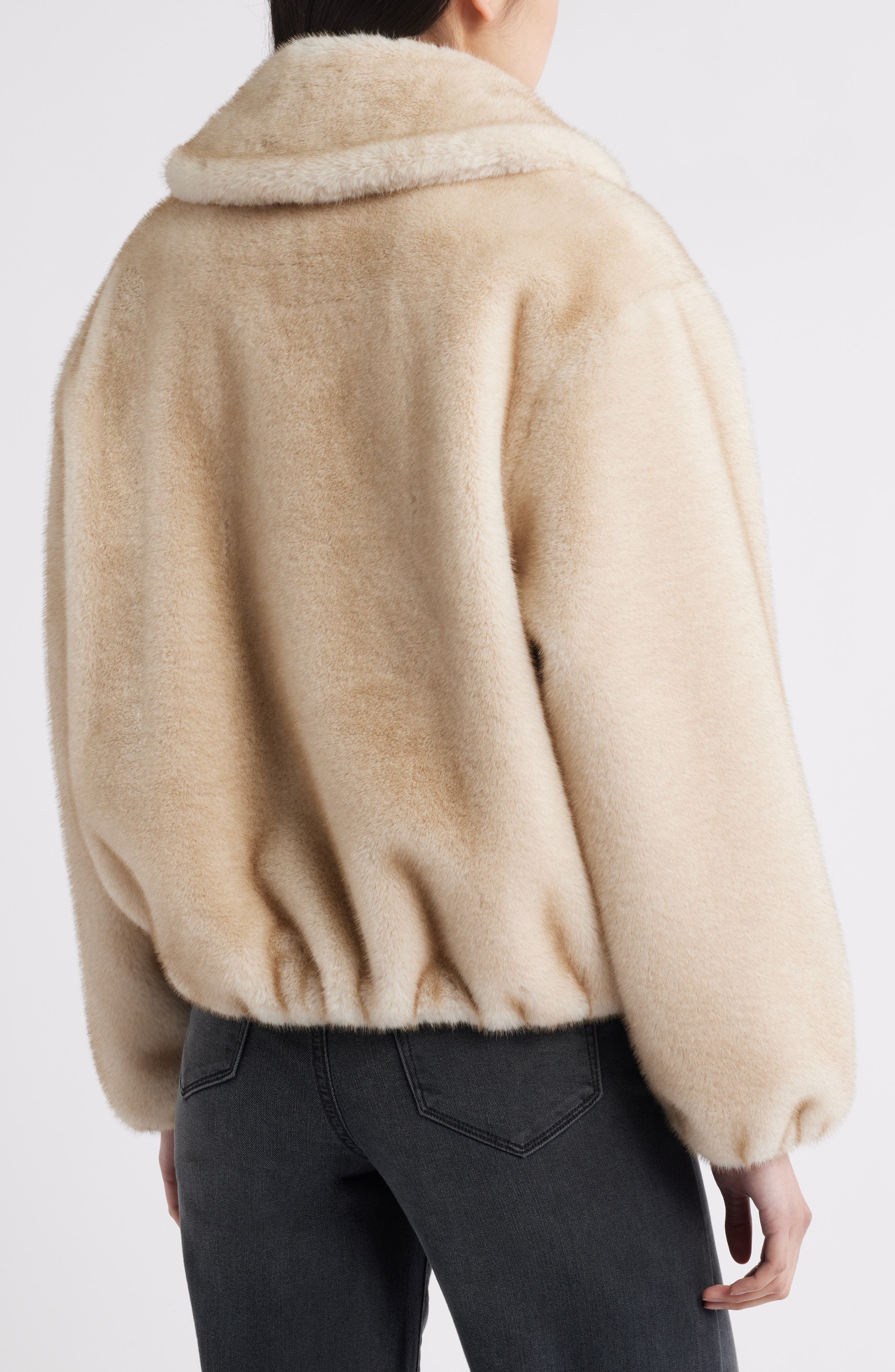 Channel Quilted Faux Fur Jacket - image 2
