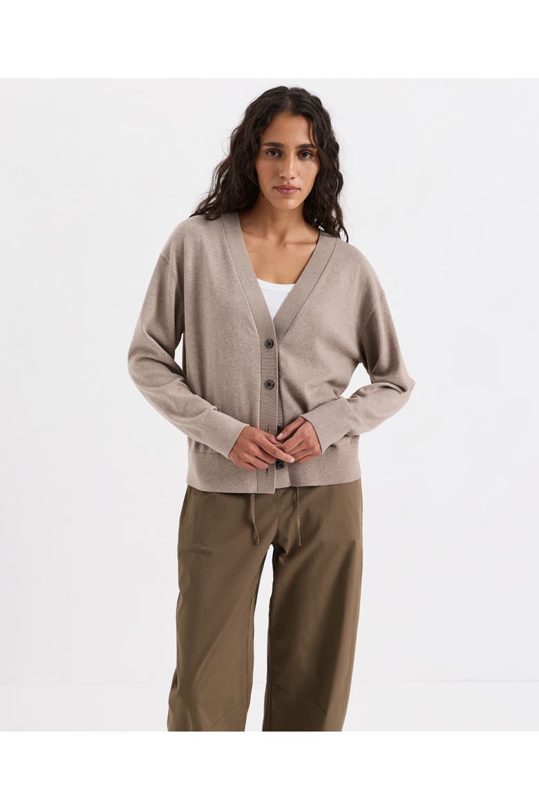 Organic Cotton Essential Cardigan, Main, color, Soft Umber Heather