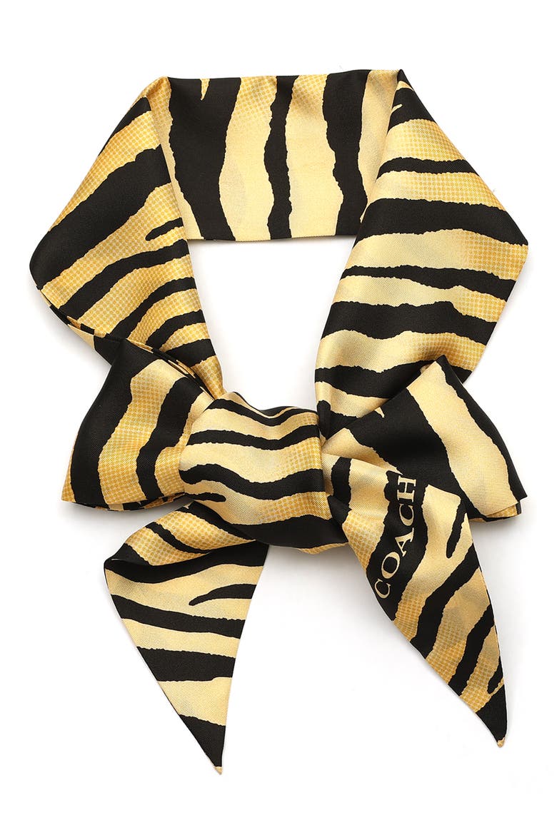 Tiger Stripe Wide Silk Scarf, Main, color, YELLOW/ BLACK