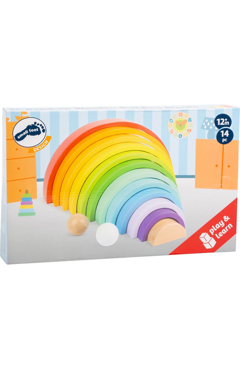 SMALL FOOT Rainbow Building Blocks Wooden Playset, Alternate, color, 