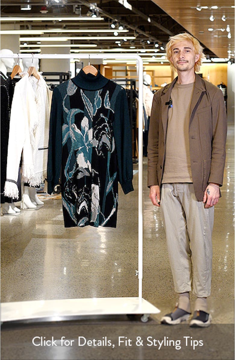 Botanical Long Sleeve Jacquard Knit Sweater Dress, sales video thumbnail