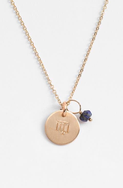 14k-Gold Fill & Semiprecious Birthstone Zodiac Mini Disc Necklace