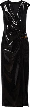 Balmain Sequin Draped Side Chain Dress
