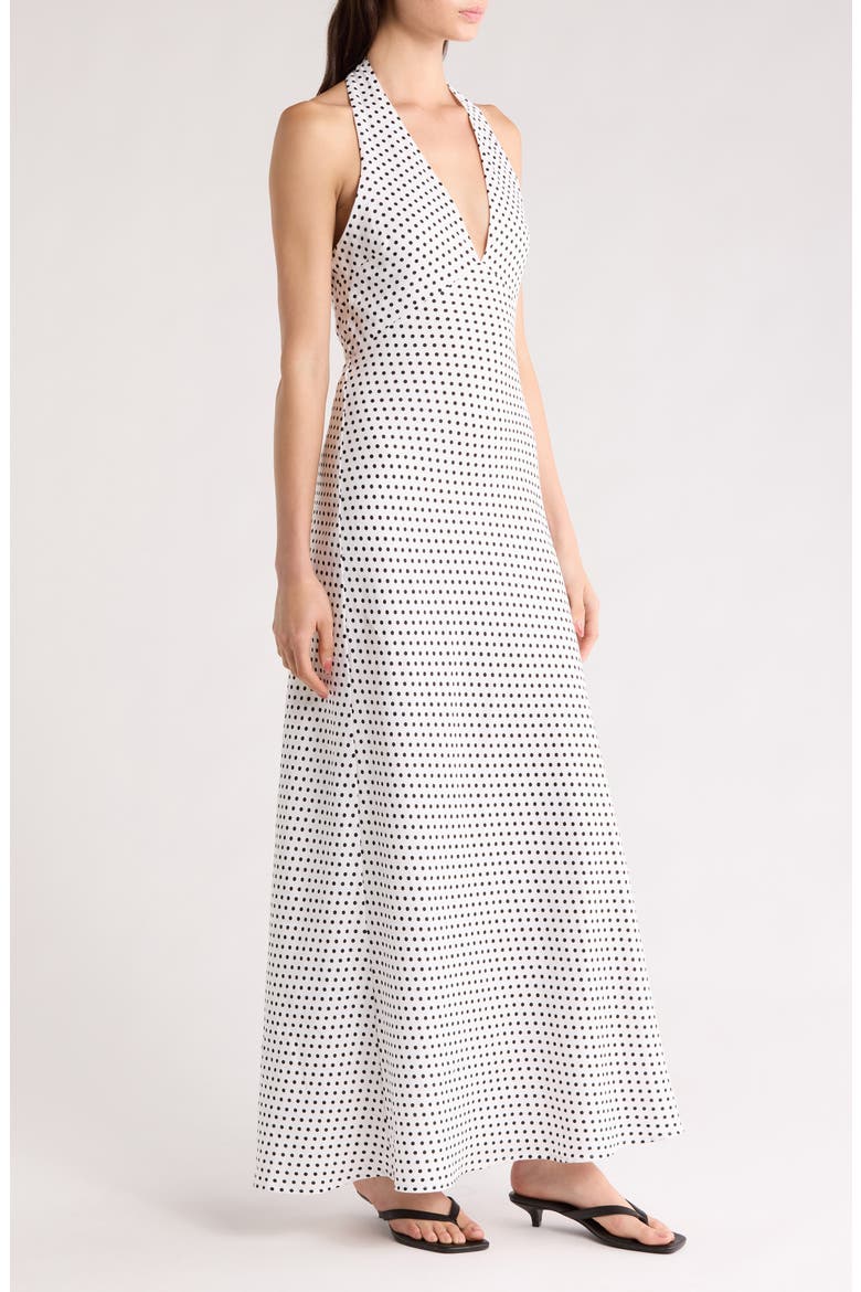 Delilah Linen Halter Maxi Dress, Alternate, color, ECLIPSE DOT