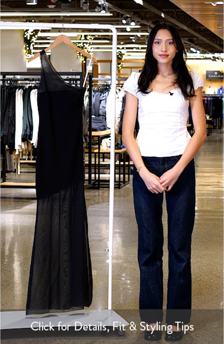 One-Shoulder Mixed Media Gown, sales video thumbnail