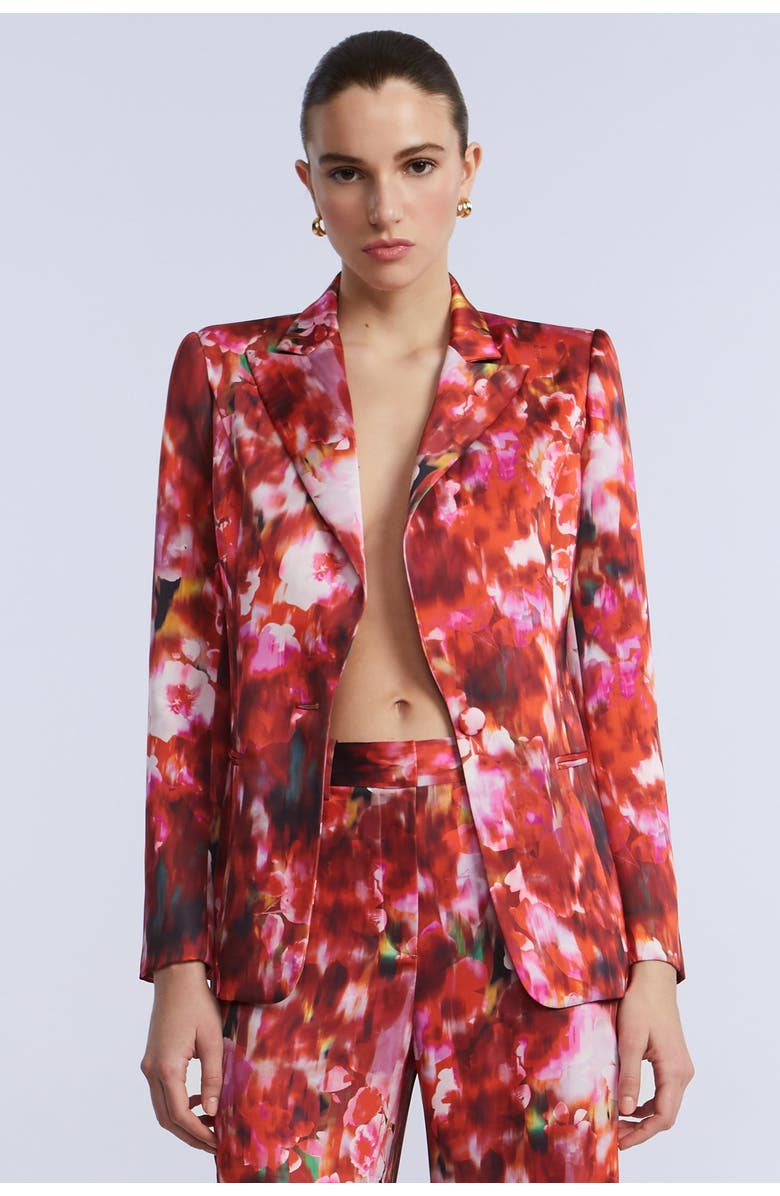 BCBGMAXAZRIA Washed Floral Blazer, Alternate, color, Washed Rose Chili Pepper Print
