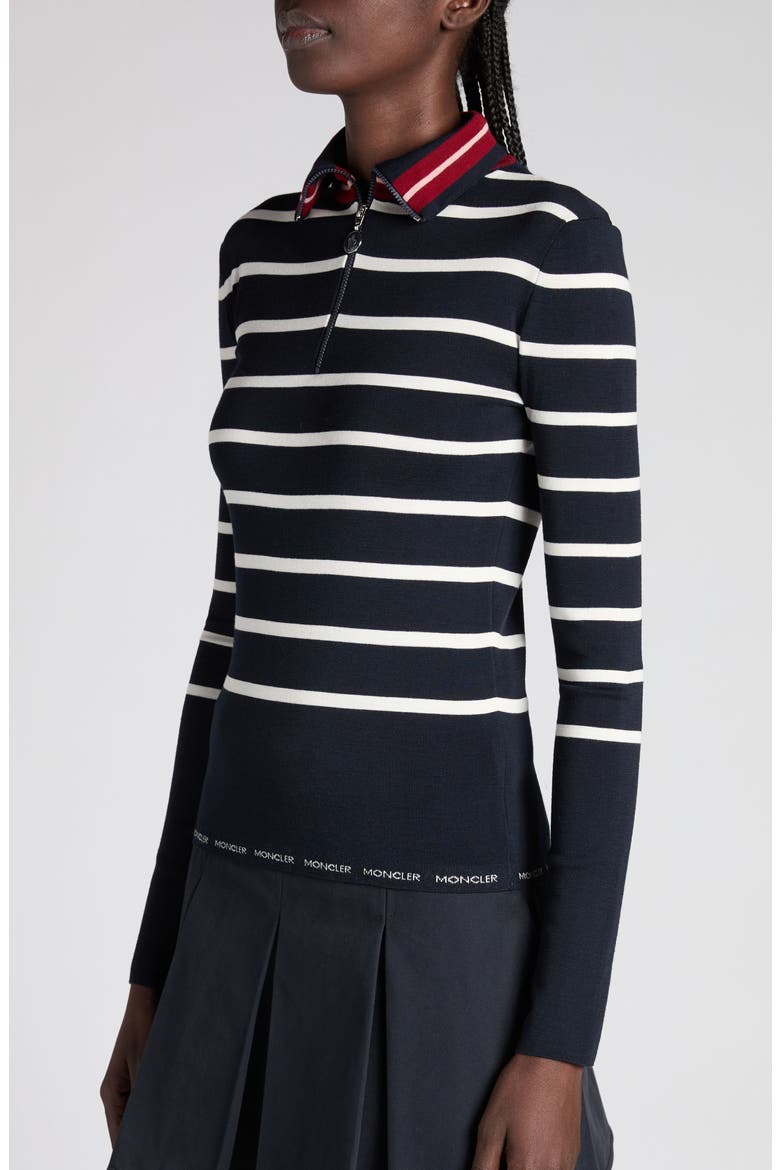 Stripe Virgin Wool Quarter Zip Pullover, Alternate, color, STRIPE