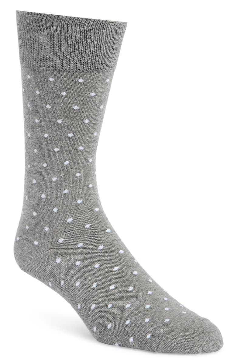Brooks Brothers Polka Dot Dress Socks, Main, color, Lt/ Pastel Gry