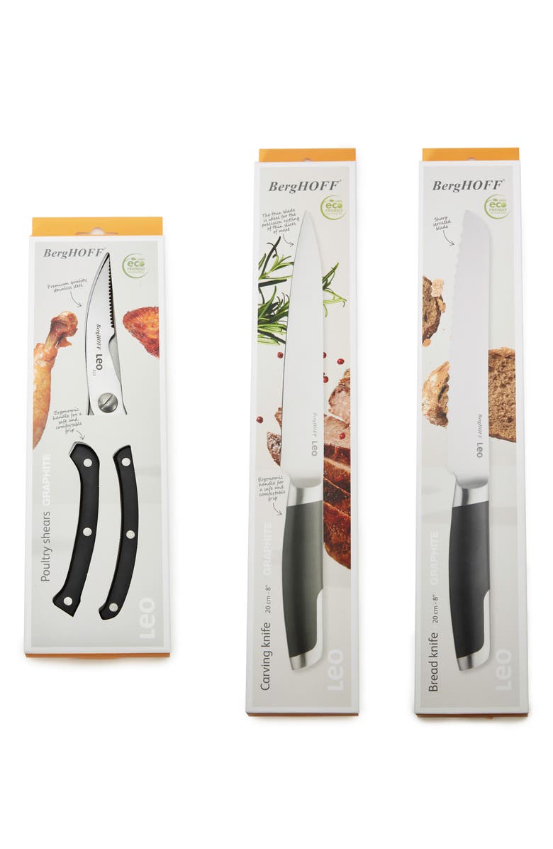 BergHOFF Leo Graphite 3-Piece Knife Set, Alternate, color, Black