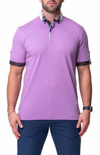 Maceoo Mozart Solid Peace Purple Piqué Button-Down Polo