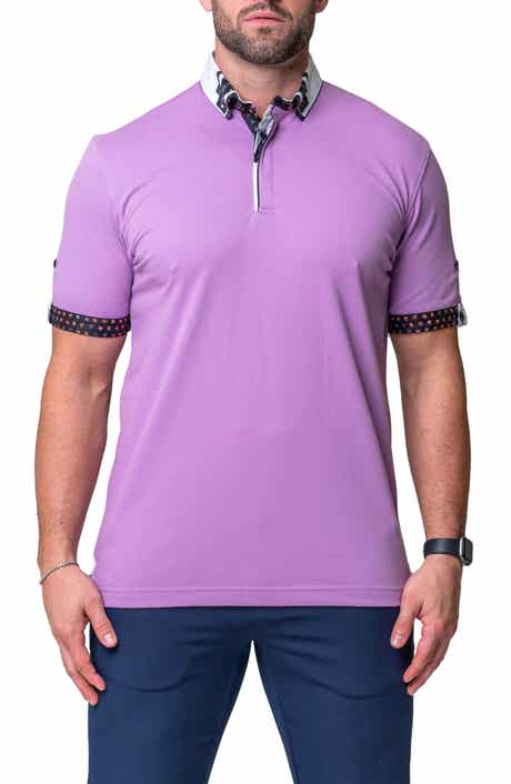 Maceoo Mozart Solid Peace Purple Piqué Button-Down Polo