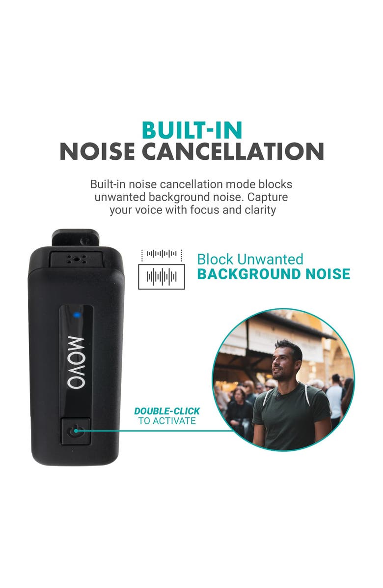 MOVO Wireless Mini USB-C Wireless Microphone for iPhone 15 and up, Alternate, color, Black