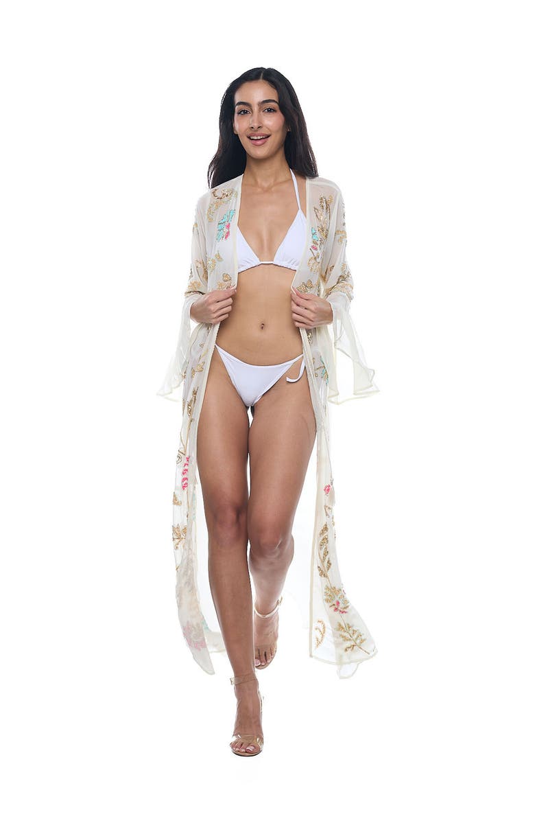 RANEES Crystal Embellished Cover-Up Duster, Alternate, color, White Multi