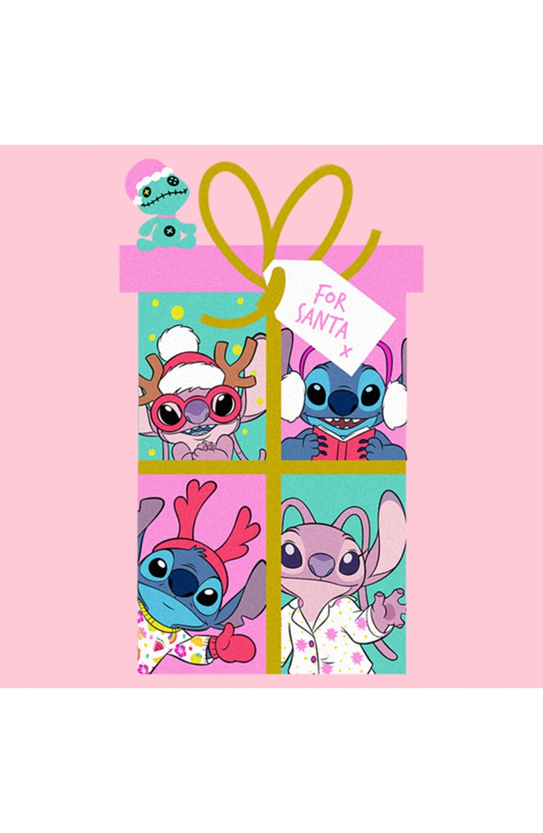 Lilo & Stitch Girl's Lilo & Stitch Gift For Santa  Graphic T-Shirt, Alternate, color, Light Pink