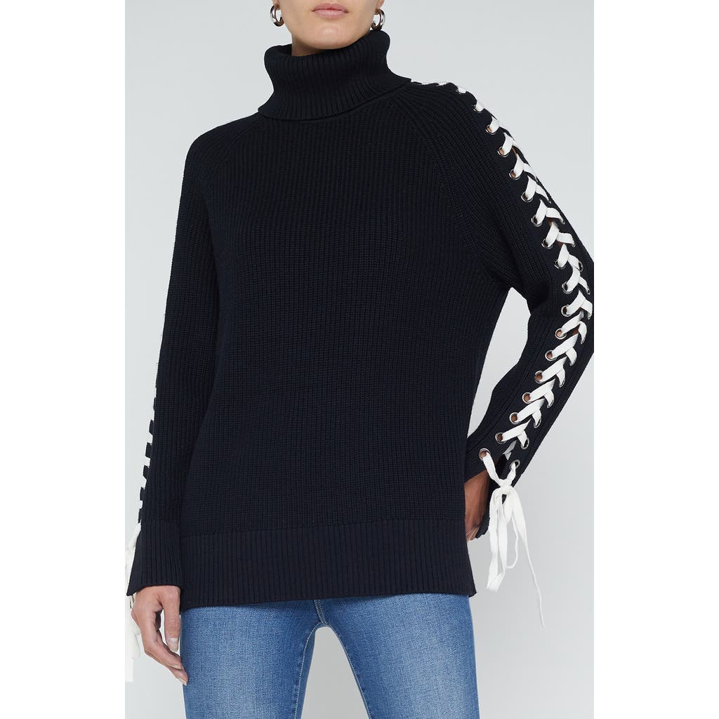 L'agence Nola Lace Up Turtleneck Sweater In Multi