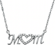 Bliss Diamond Diamond Heart Mom Pendant 10k Gold Women's Necklace Lab Grown