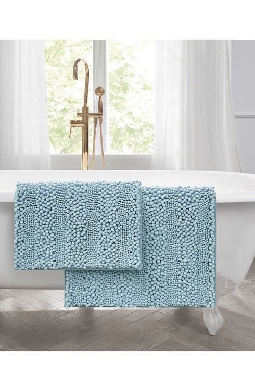 Laura Ashley Chenille Set Of 2 Bath Rugs In Aqua