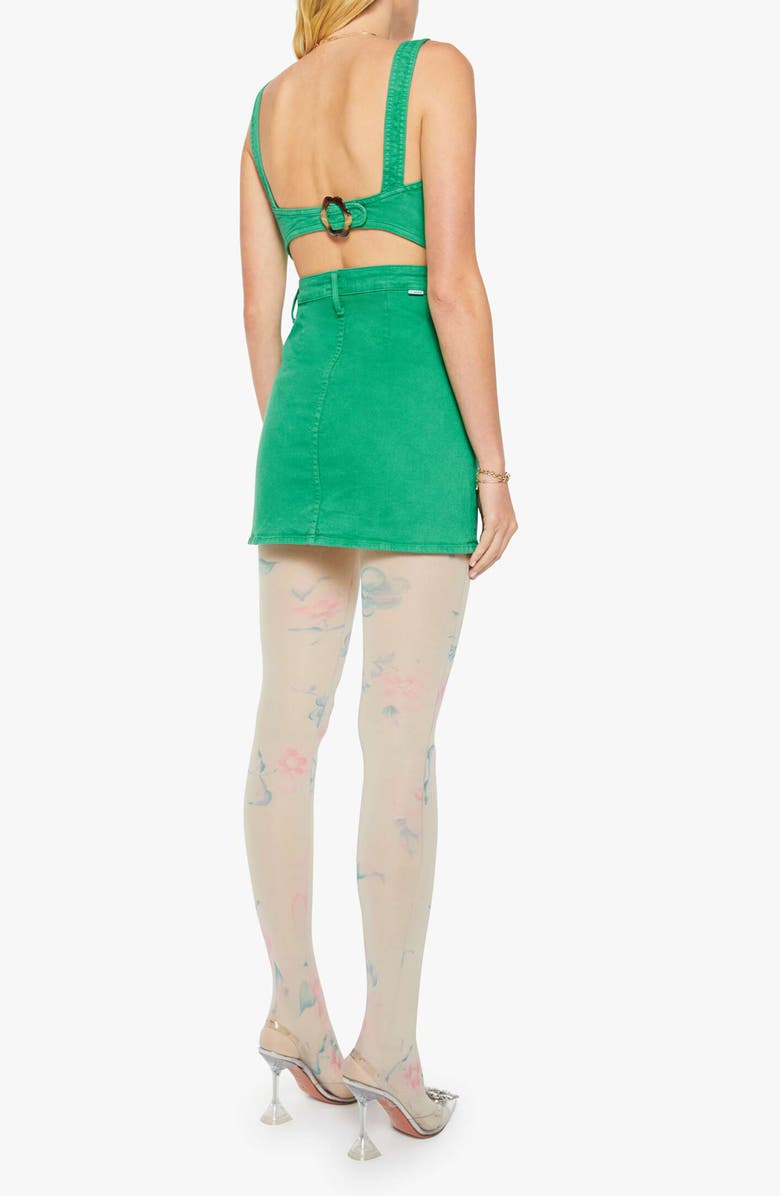 MOTHER The Over It Denim Minidress, Alternate, color, Holly Green