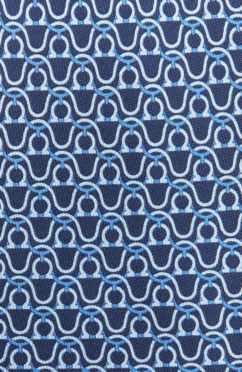 FERRAGAMO Loghi Gancini Silk Tie, Alternate, color, Marine