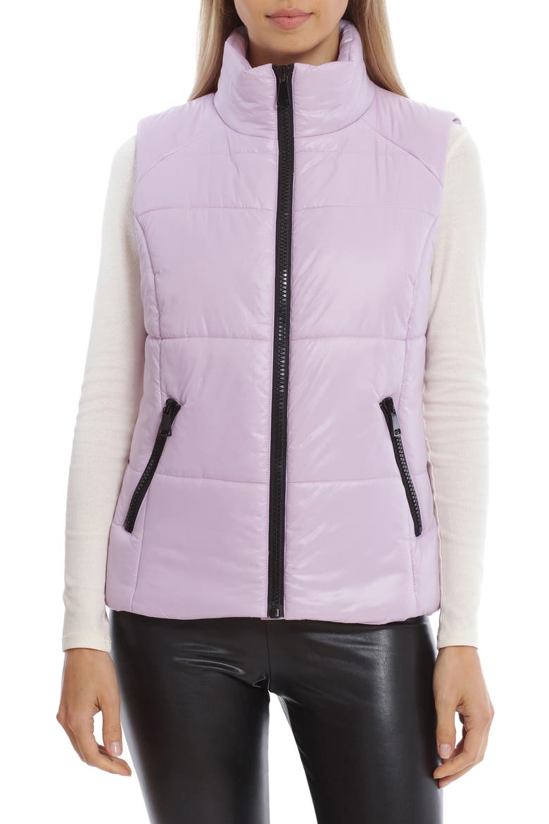 Shiny Nylon Puffer Vest, Alternate, color, LAVENDAR