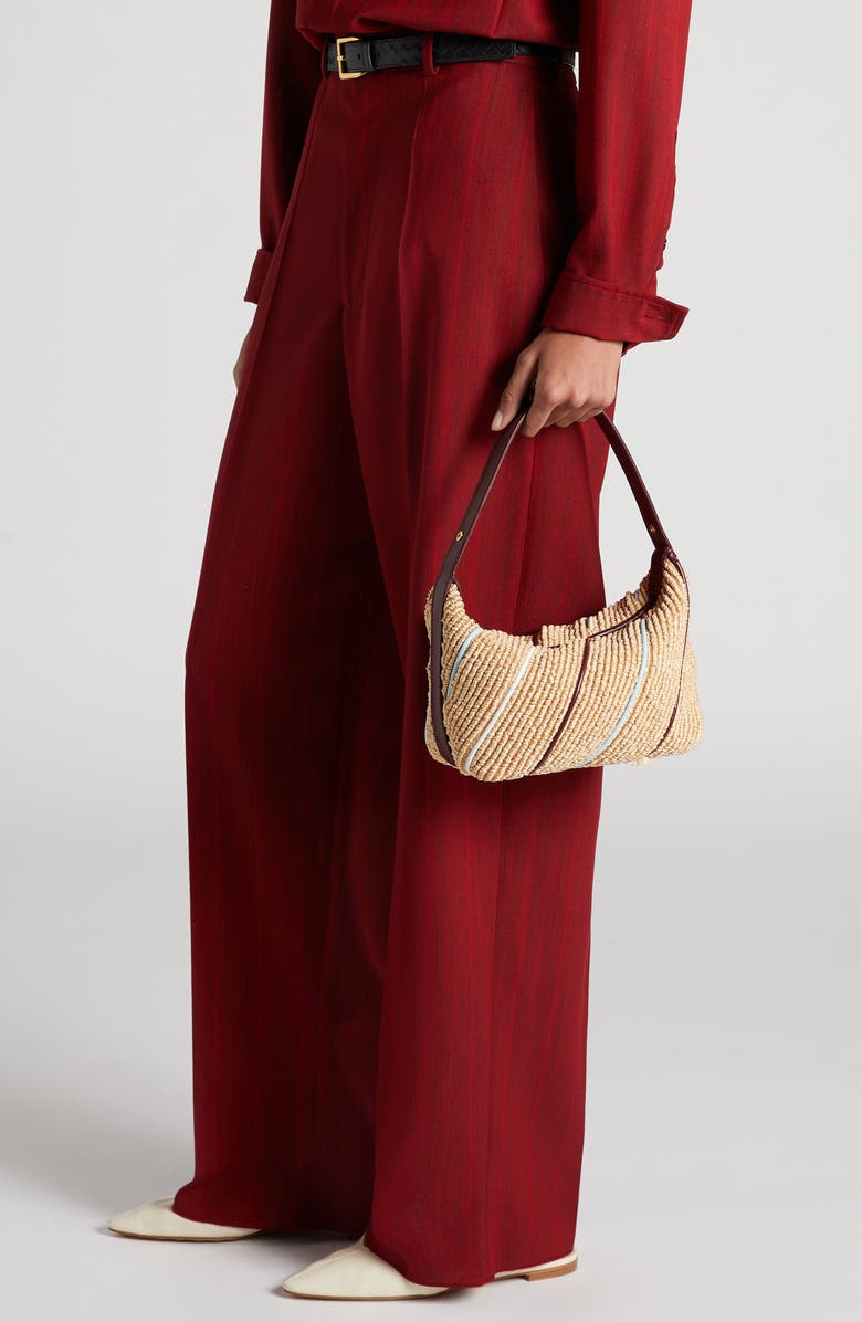 Bottega Veneta Wallace Stripe Raffia Shoulder Bag, Alternate, color,