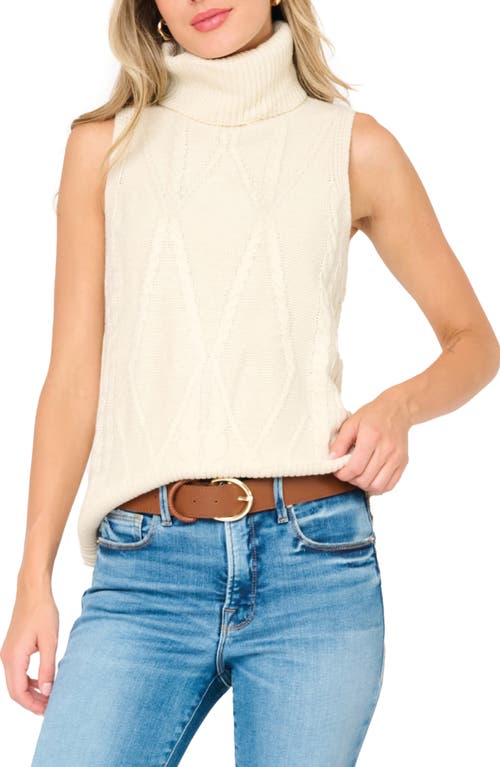 Gibsonlook Cable Stitch Sleeveless Turtleneck Sweater In Neutral