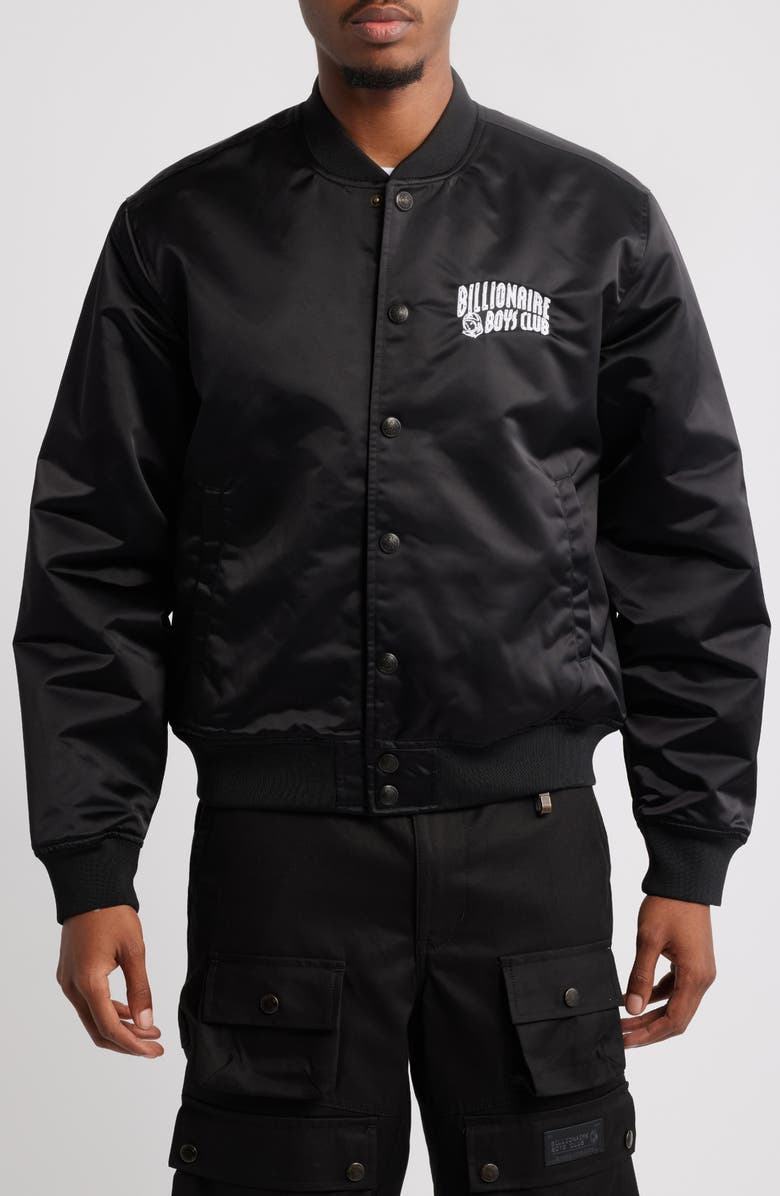 Billionaire Boys Club Globetrotter Nylon Satin Bomber Jacket, Alternate, color,