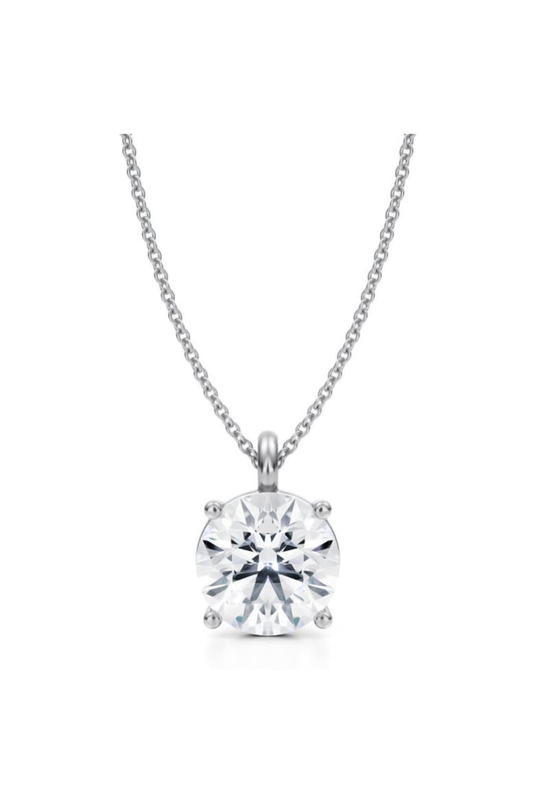 Round Solitaire Lab Diamond Pendant Necklace 14K 3.50ct, Main, color, White Gold