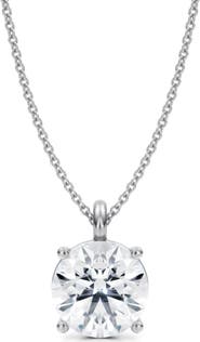 ALLUREZ Round Solitaire Lab Diamond Pendant Necklace 14K 3.50ct