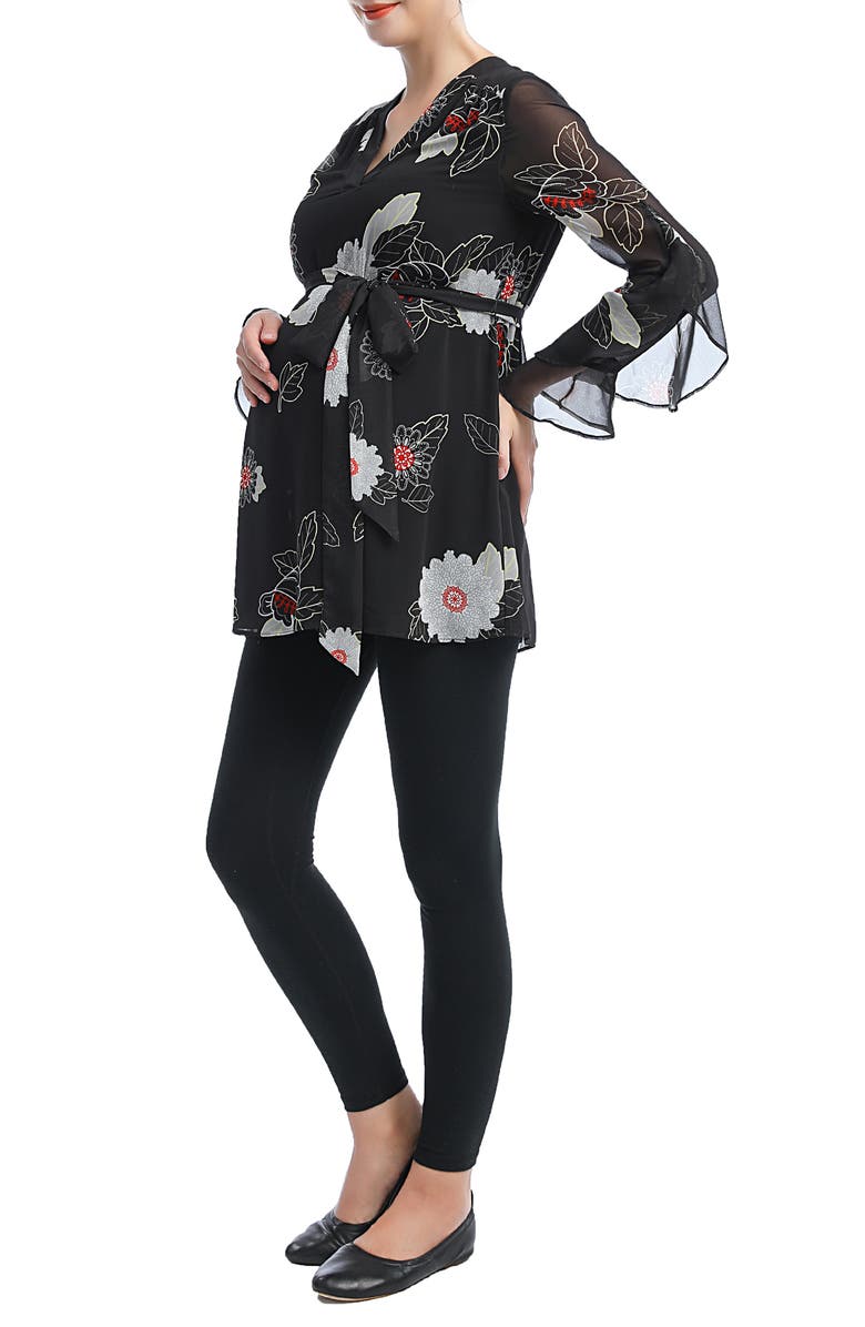 Kimi and Kai Kimi & Kai Kay V-Neck Belted Maternity Blouse, Alternate, color, 