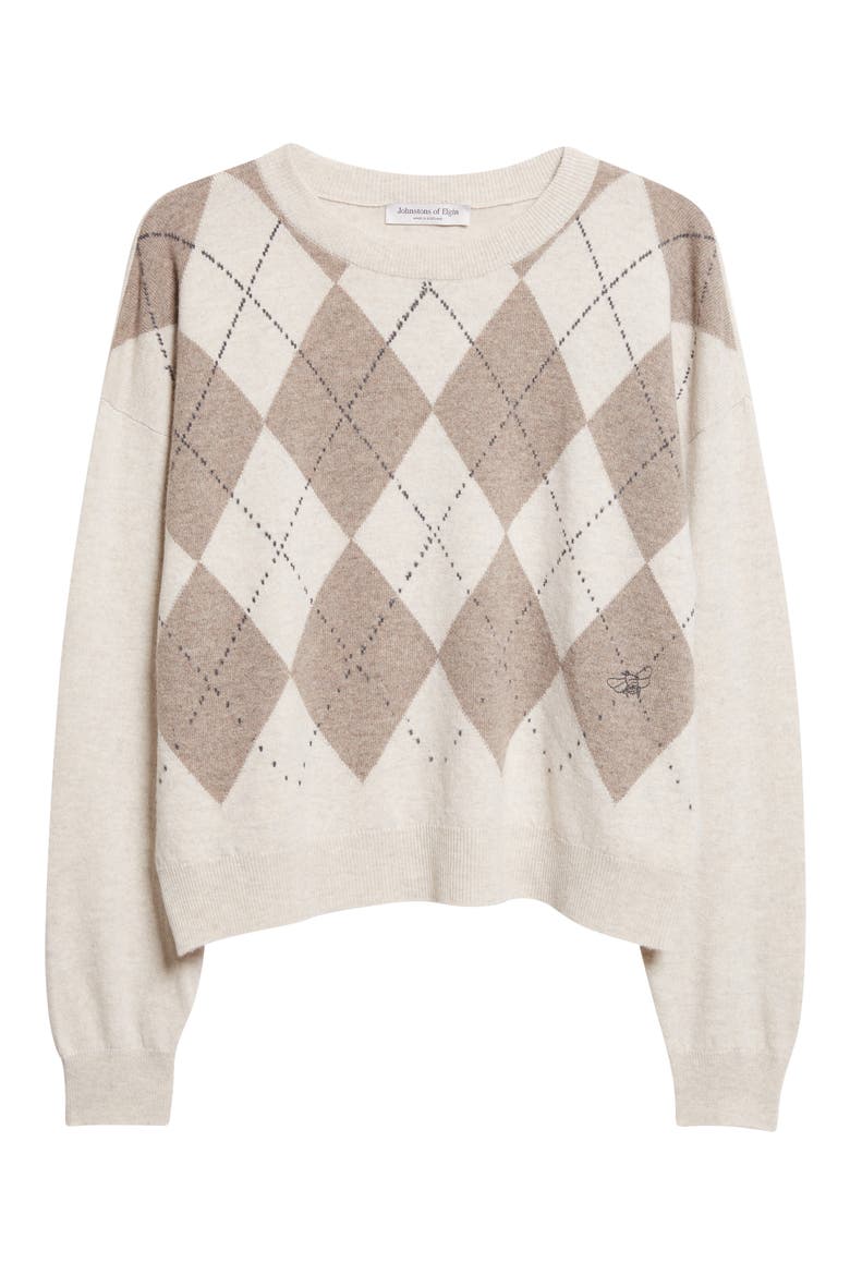 Clan Argyle Slouchy Cashmere Crewneck Sweater, Alternate, color, LUNAN SAND COLOURWAY