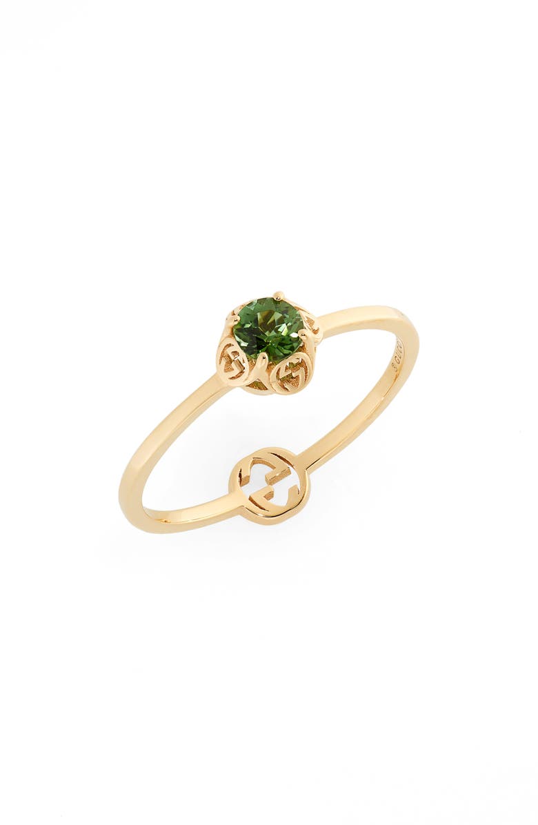 Gucci Interlocking G Tourmaline Ring, Main, color, 