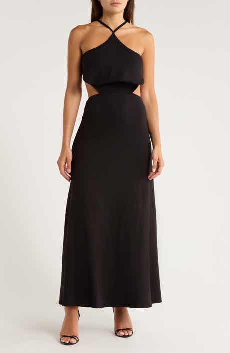 GO COUTURE Halter Side Cutout Maxi Dress