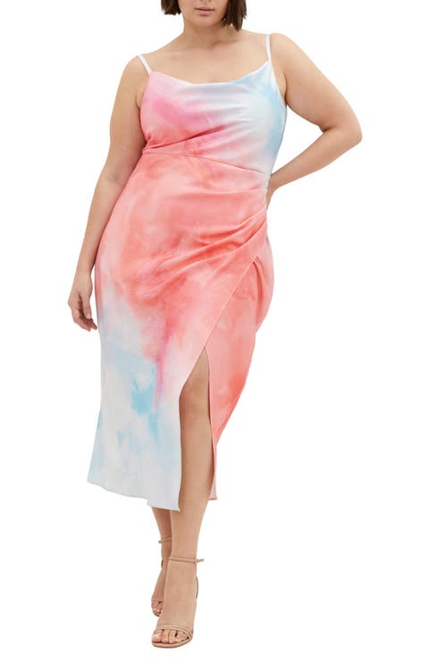 Mali Print Satin Cocktail Dress (Plus)