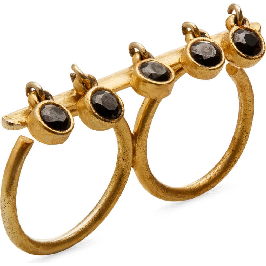 Dhwani Bhansal Kandi Double Ring In Gold Plated