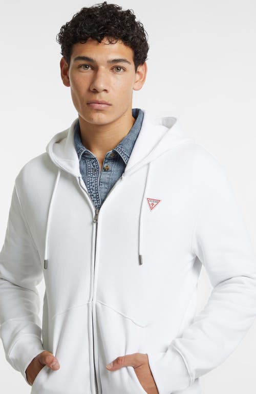 Guess Jeans Mini Triangle Zip Hoodie In White
