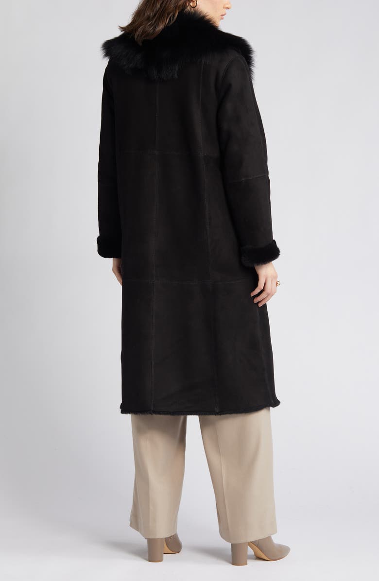 HiSO Libra Longline Genuine Shearling Coat, Alternate, color, Jet Suede Toscana Rasado