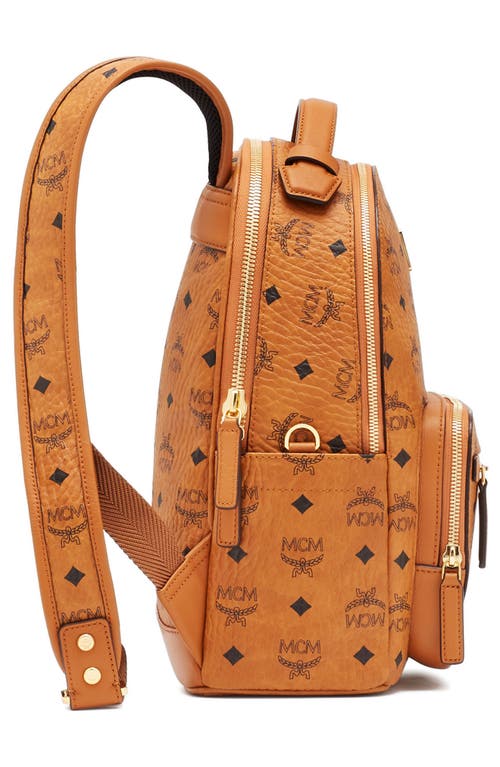 Mcm Stark 32 Visetos Backpack In Cognac