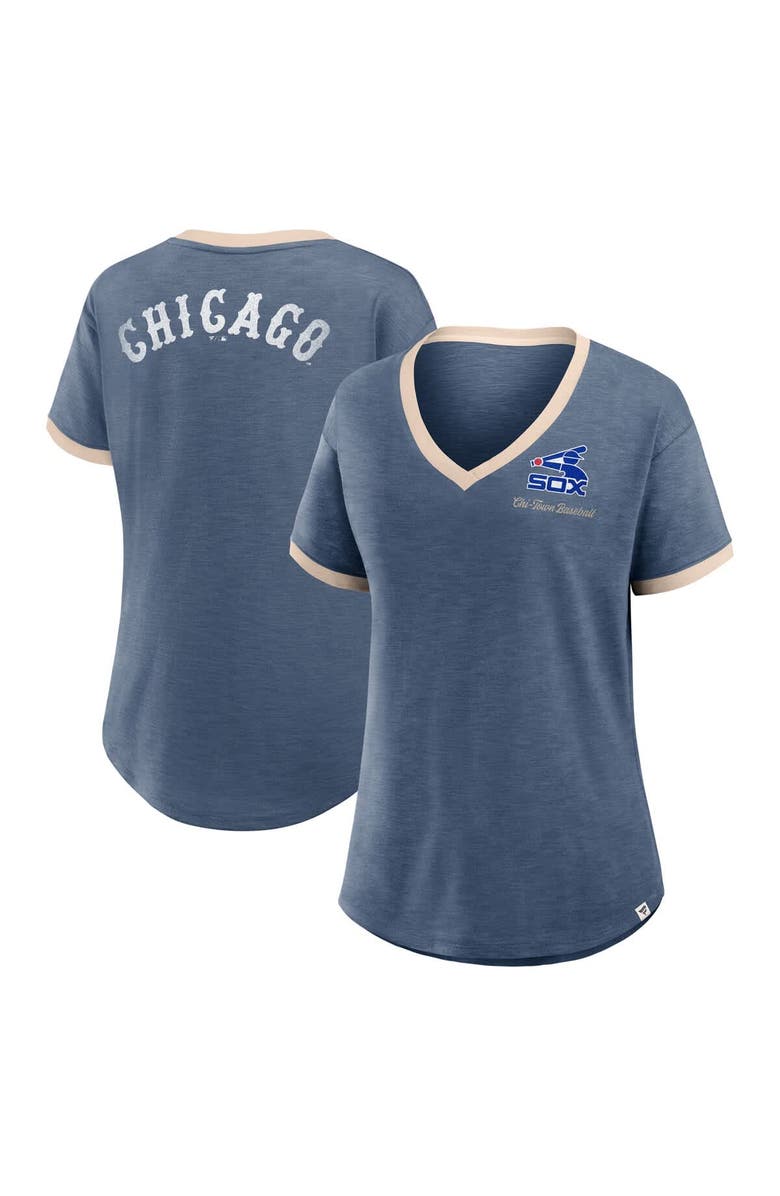 FANATICS Women's Fanatics Navy Chicago White Sox Binge Worthy Stadium Slub V-Neck T-Shirt, Alternate, color, Navy
