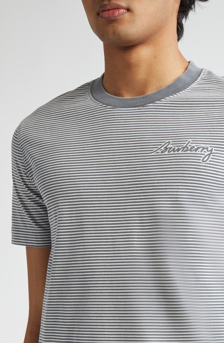 Burberry Stripe Chest Logo T-Shirt, Alternate, color, Magnet