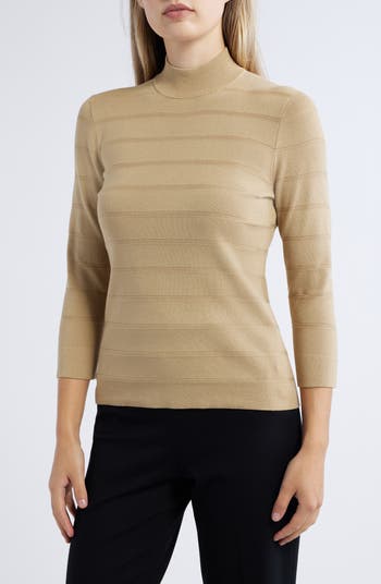 Mock neck three quarter sleeve top deals