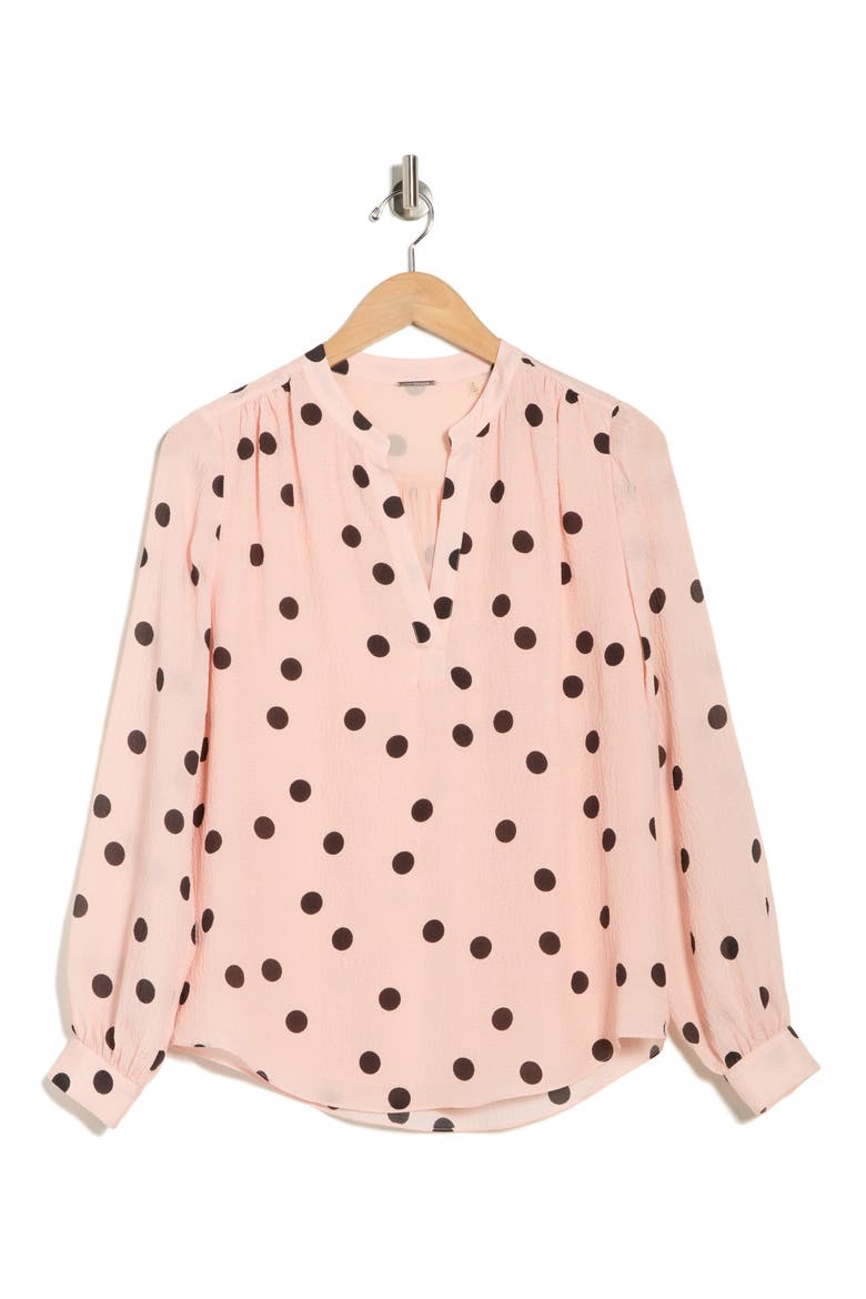Lara Polka Dot Silk Popover Top, Alternate, color, SOHO PINK WITH NOIR DOT