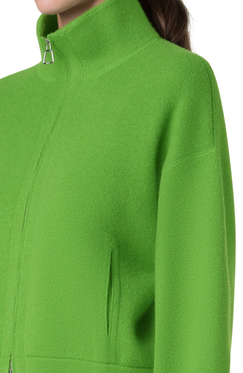 Akris Piqué Knit Cashmere Crop Zip-Up Cardigan, Alternate, color, 