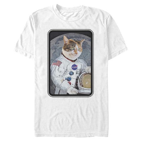 Men's NASA Catstronaut Moon Portrait  Graphic T-Shirt