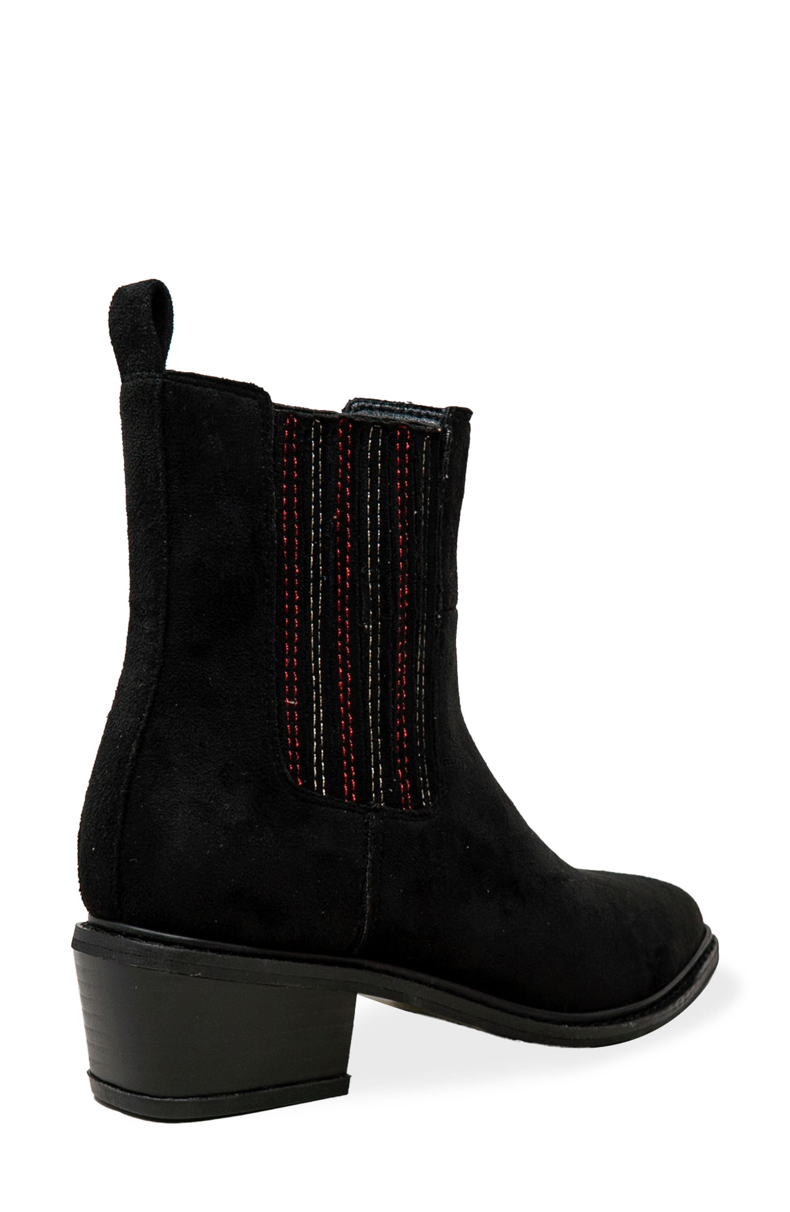 CHASE AND CHLOE Western Block Heel Chelsea Boot, Alternate, color, Black