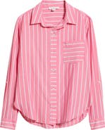 beachlunchlounge Campbell Directional Stripe Long Sleeve Cotton Blend Button-Up Shirt