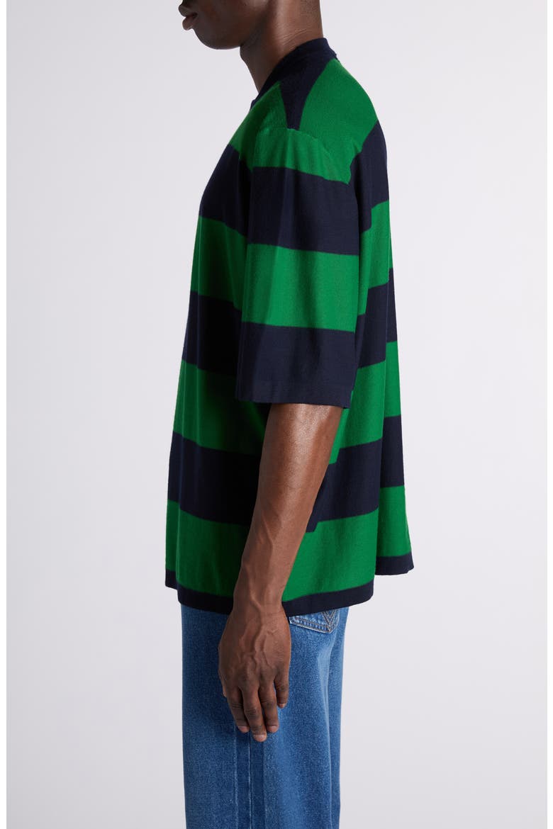 Stripe Oversize Cashmere Sweater, Alternate, color, GRASS GREEN/ BLUE